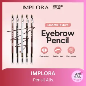 Implora Pensil Alis Soft Eye Brow Pencil Waterproof BPOM Lengkap Dengan Sikat Dan Rautan Creamy Pigmented Tahan Lama