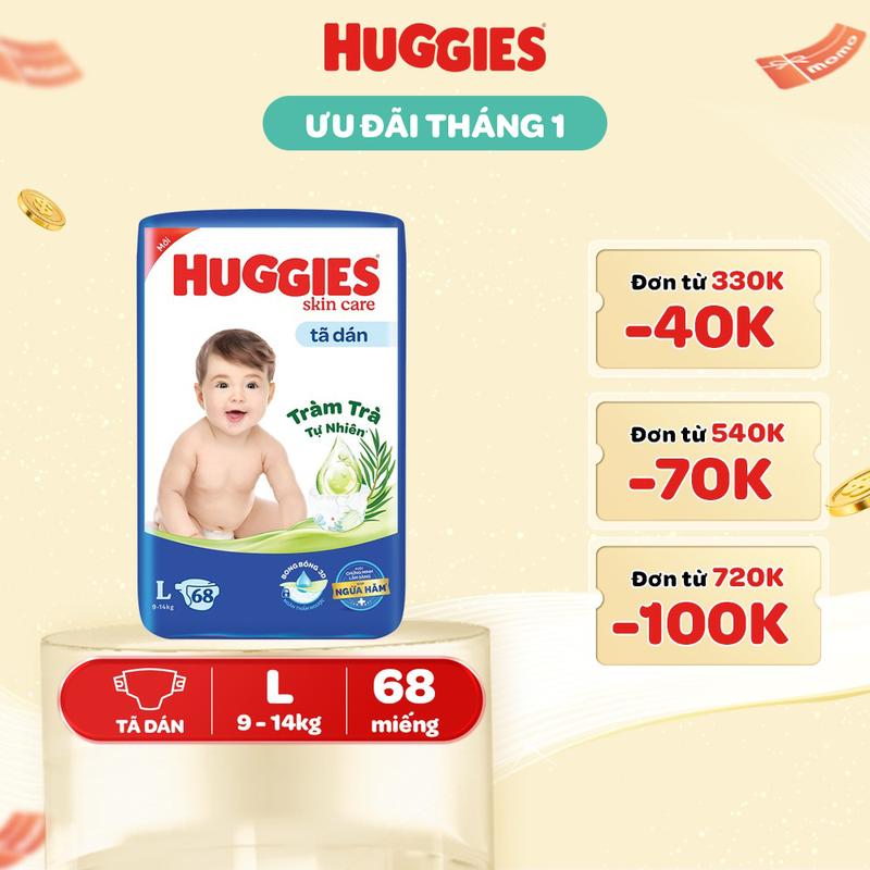  Tã  bỉm dán Huggies Skincare Super Jumbo Size L68 XL60 XXL54 