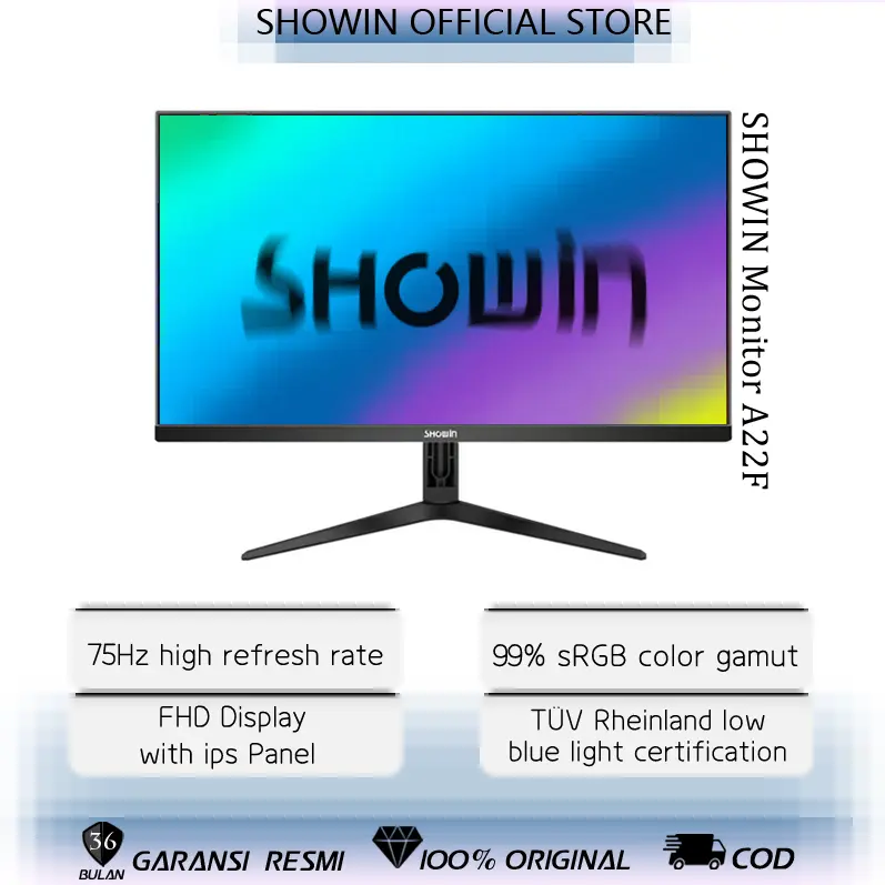 SHOWIN Monitor A22F 22 Inch Monitor Panel IPS HDMI / VGA 75Hz Garansi 3 Tahun Game Monitor 1080P monitor gaming LED Tampilan Layar HDR monitor 0