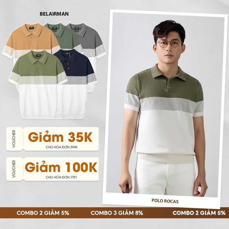  Áo Polo Nam BELAIRMAN ROCAS Dệt Kim Classic Thanh Lịch Sang Trọng - PLRC0129 Menswear Shirt 