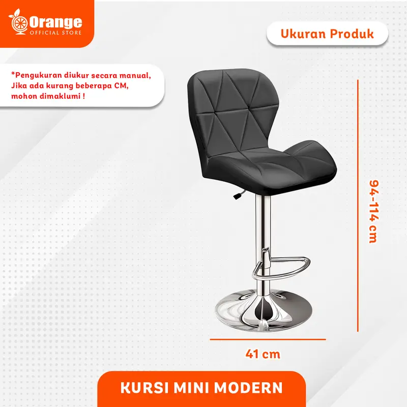GHL - Kursi Bar Tanpa Lengan Ketinggian Bisa Diatur Dengan 3 Varian Warna 7