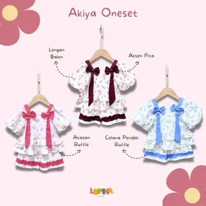 AKIYA - Oneset Celana Pendek Elora Premium + Atasan Lengan Balon Anak Perempuan Balita Baby Newborn 0-10 tahun Premium Cantik - Lopika