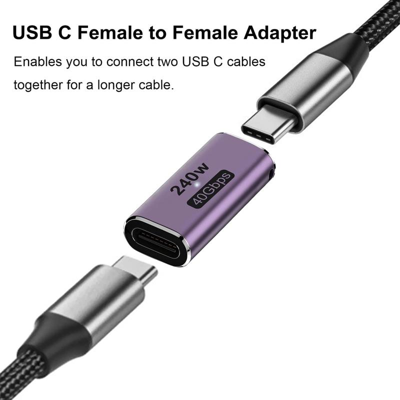 SHIWANA OTG USB Type C 4.0 Female to Female Adaptor 40Gbps 240W - SH-42 - Purple 0