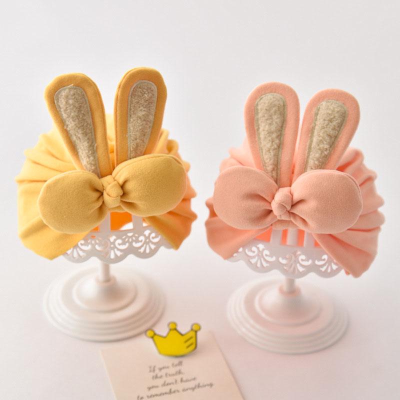 Product Introduction of Rabbit Ear Infant Indian Hat Cartoon Bunny Headband Soild Elastic Newborn Beanies Cap Toddler Bonnet Baby Hair Band Accessories 8