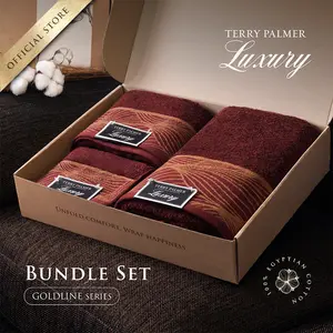 Handuk Terry Palmer Luxury - Goldline - Bundling Paket Handuk 3 Ukuran 70X140Cm / 50X100Cm / 34X80Cm