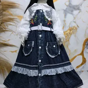 GAMIS FULL JEANS BORDIR MIX TILLEDOT ANAK PEREMPUAN USIA 3 TAHUN - 12 TAHUN/GAMIS ANAK TERBARU /GAMIS ANAK VIRAL /BAJU MUSLIM ANAK BINOR