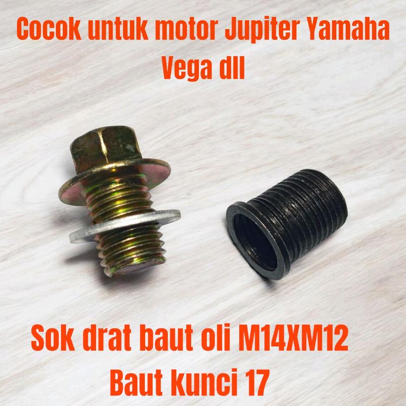 Sok Drat M14xM12 Bos Baut Oli Kunci 17 untuk Motor Yamaha Jupiter 5