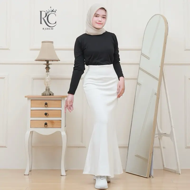 Rok Mermaid Maxi Scuba Premium//Rok Wanita Elegan | Rok Span Slimfit High Waist untuk Kerja Santai Pesta Bawahan Dewasa Panjang 0
