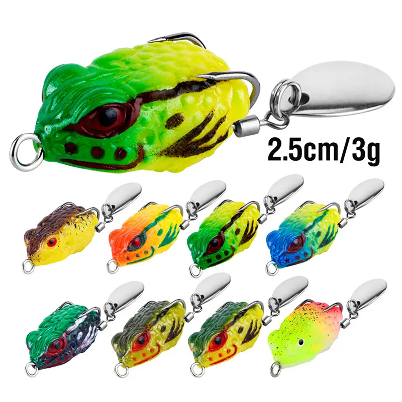 Ếch Sấm Sét Tầm Xa Luya Ngoài Trời, 2.5 Cm / 3G, Ếch Mini Hit, Phần Mềm Màu Đen, Cóc, Móc Đôi, Kim Sa Tiếng Ồn