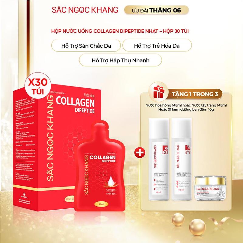 [Tặng Kem Đêm 10g] Nước Uống Collagen Dipeptide Sắc Ngọc Khang [30 túi] - Hỗ Trợ Dưỡng Sáng Da, Hỗ Trợ Xương Khớp, Hỗ Trợ Cải Thiện Nếp Nhăn