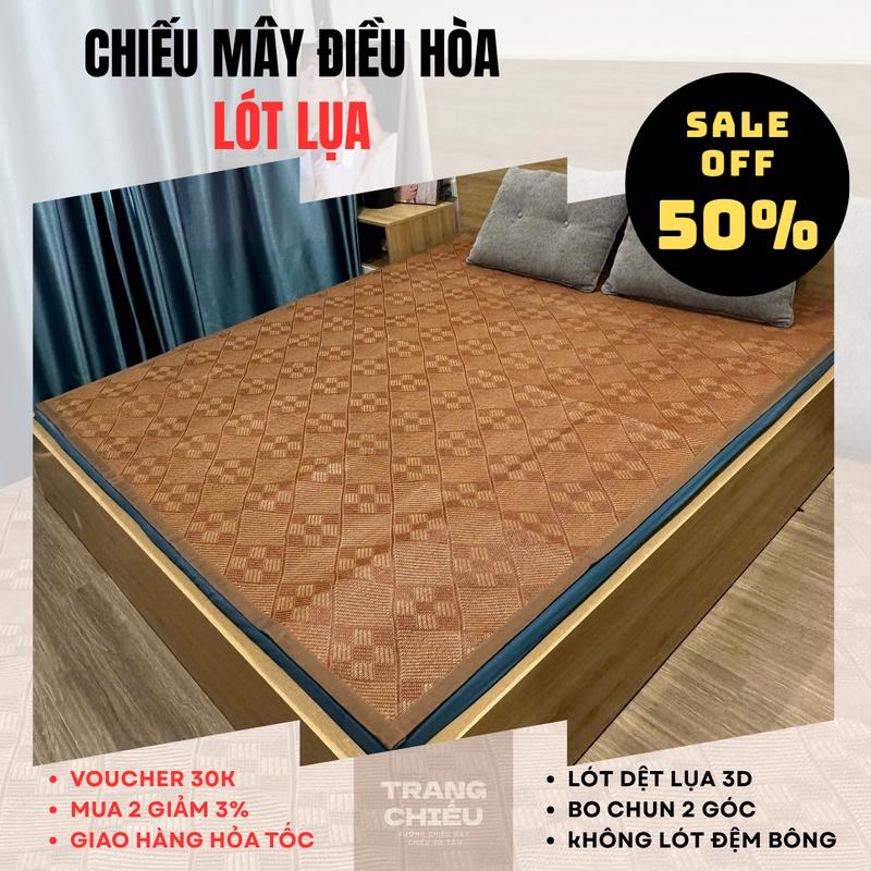 KHÔNG LÓT ĐỆM BÔNG Chiếu MÂY HOA dệt lụa 3D - mềm mịn mát bo chun 2 góc 1m2 không bo chun