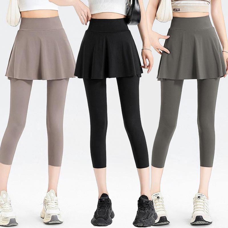 Chân Váy Thể Thao Mùa Hè Cho Nữ, Mỏng Và Vừa Vặn, Chân Váy Tập Thể Dục, Chân Váy Chạy Bộ Cạp Cao, Chân Váy Cropped Xén, Thích Hợp Cho Yoga, Tập Luyện, Pilates, Cầu Lông, Bóng Chuyền, Tennis, Đi Bộ Đường Dài, Tập Luyện