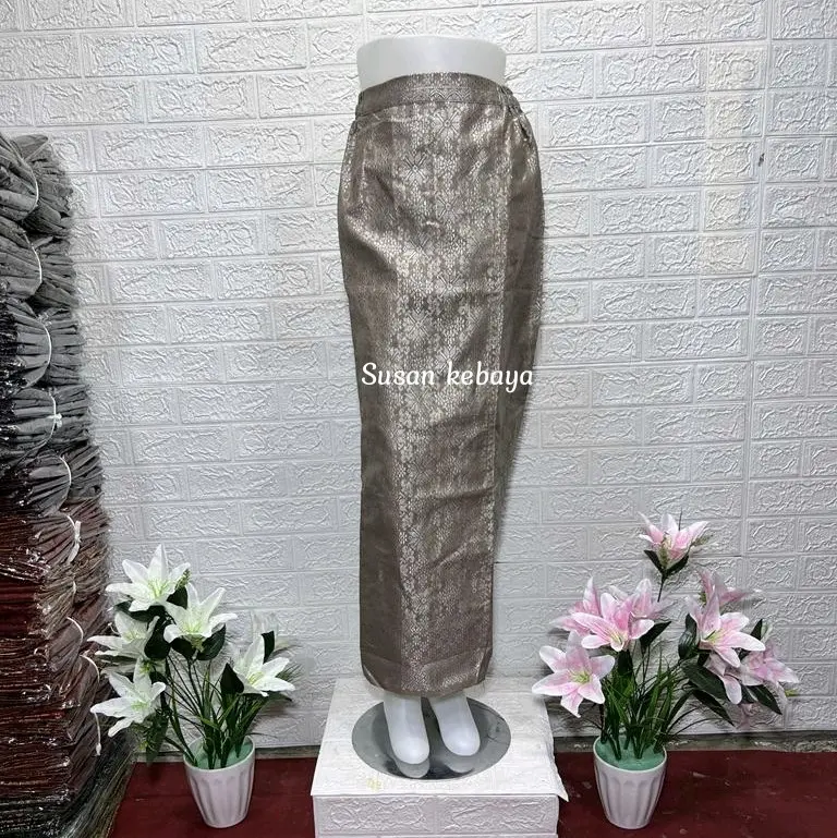 Rok span instan tingal pakai///rok span termewah Songket Selendang Elegan burgundy 1