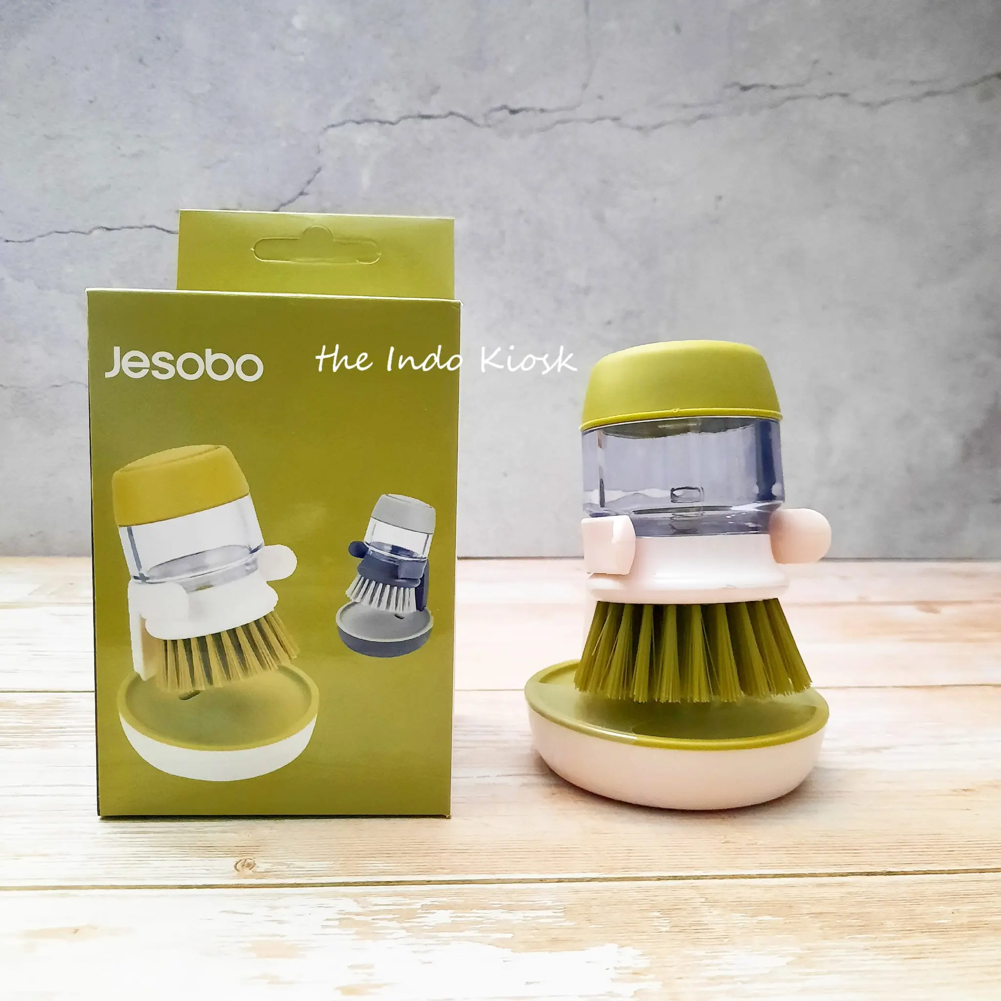 Jesobo Soap Dispensing Palm Brush with Stand