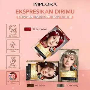 Implora Permanent Hair Color - Pewarna Rambut Black Brown Burgundy