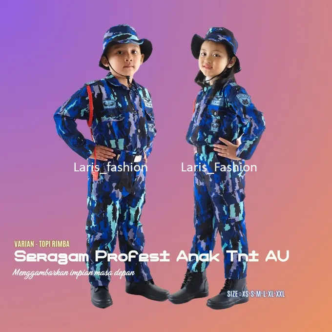 BAJU SERAGAM TNI AU ANAK LAKI LAKI PEREMPUAN ANGKATAN UDARA ARMY COWOK CEWEK KOSTUM PROFESI ANAK SERAGAM KARNAVAL 17 AGUSTUS PROFESI TENTARA KOSTUM CILIK POCIL MURAH 3