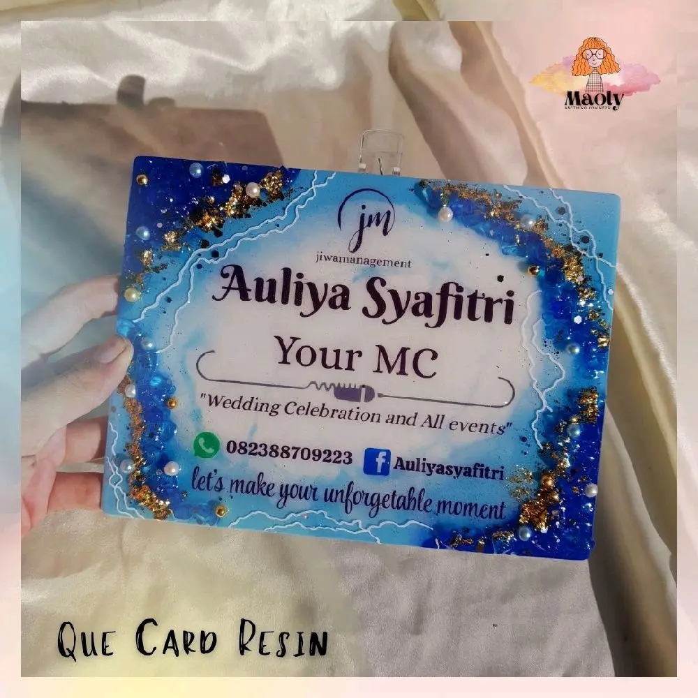 ​[ESTETIK] Que Card MC Resin Handmade / Papan Cue Card Custom Nama / Perlengkapan Wedding & Event Planner Board Papan Alas Ujian