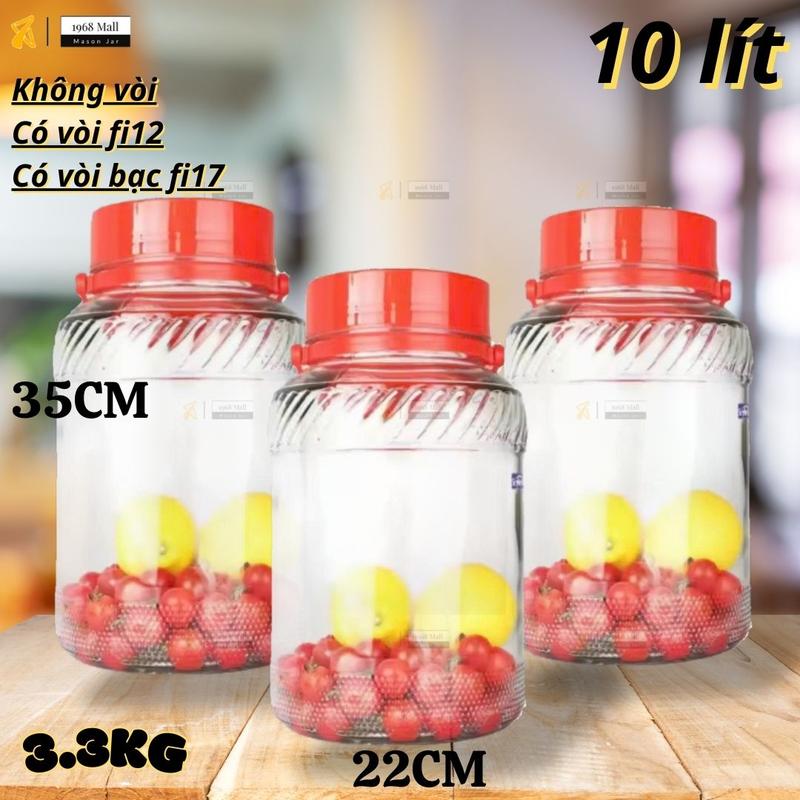 Bình Thủy Tinh 10L 10 Lít,10000ml Ngâm Ruou Sâm Có Nắp Quai Cầm Giá Rẻ Nhập Khẩu Hũ Hủ Thuỷ Tinh Đựng Gia Vị Đựng Thực Phẩm Đựng Đồ Ăn