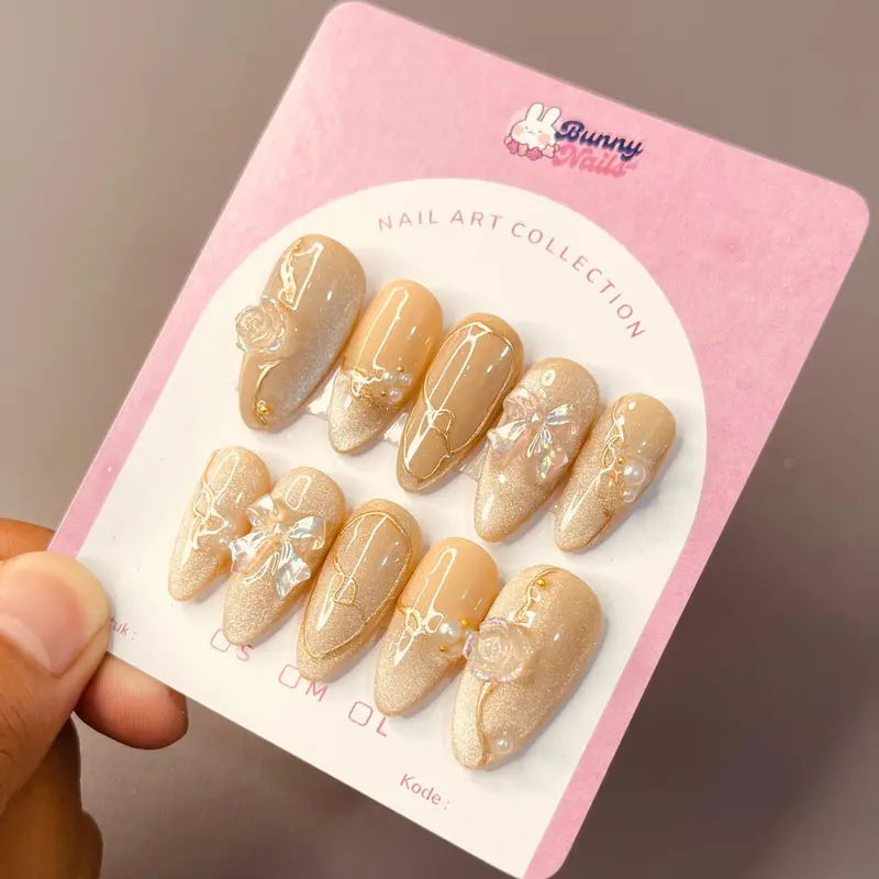 AM25 WEDDING PRESS ON NAILS | BUNNYNAILSID | KUPAL KUKU PALSU Art Nail Art Wedding Wisuda 2