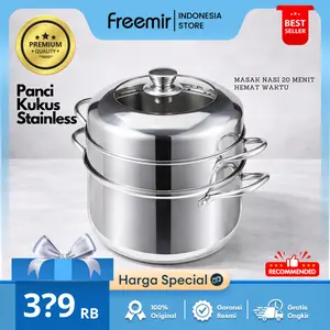 [Crehom Premium] freemir Panci Kukus 2 Susun Masak Nasi 20 Menit Stainless Steel Serbaguna Lebih Tebal Perebus Anti Karat Kapasitas Besar Kitchenware Kukusan Pangsit Rebus Siomay DImsum dandang
