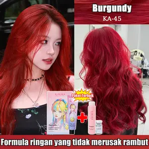 KOKIRA Burgundy Hair Color Merah Marun cat rambut Pastel dengan Perawatan Plant Health Pewarna Rambut Hair Colour Burgundy semir Dye Natural redwine