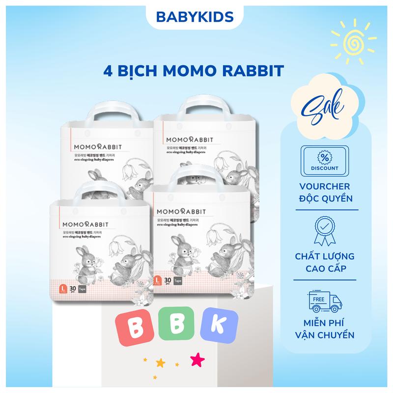   BBK  1 thùng 4 bịch bỉm Momo Rabbit cao cấp Bỉm Momorabbit nội địa Hàn Quốc mềm mịn cho bé 
