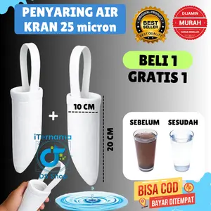 FIlter Air Keran BELI 1 GRATIS 1 Penyaring Air Keruh Anti Bakteri dan Lumut Saringan Penjernih Air Toren Bak Mandi Bisa Cuci Ulang High Quality