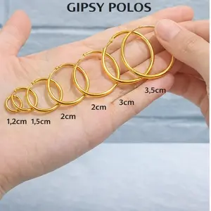 Anting IBU DAN BAYI Hoop Gipsy Polos Gold – Fashion Wanita Modern