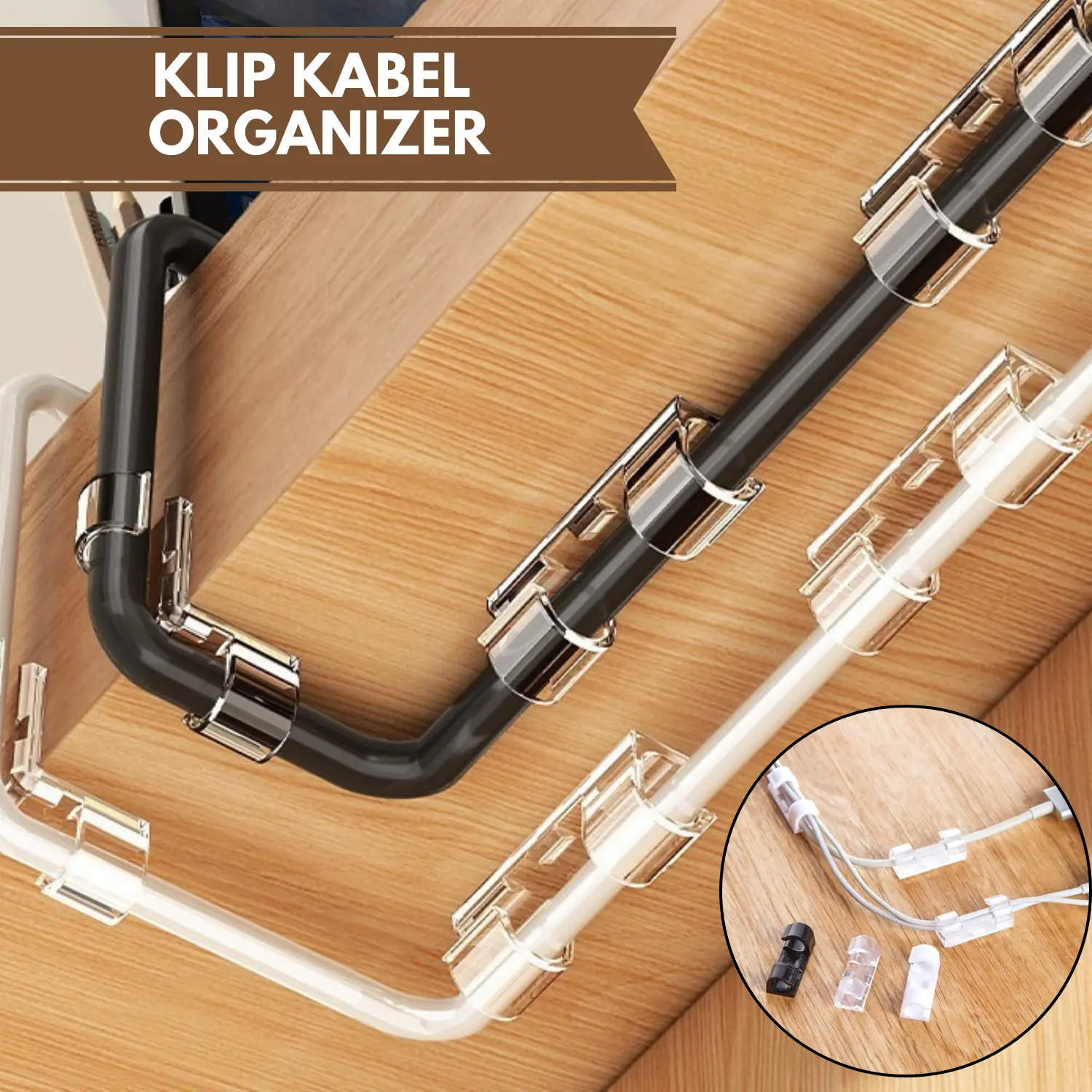 Klip Kabel Tempel Isi 16 / 20 pcs, Organizer Klem Pengikat Kabel, Cable Clip Wire Hose Clamp