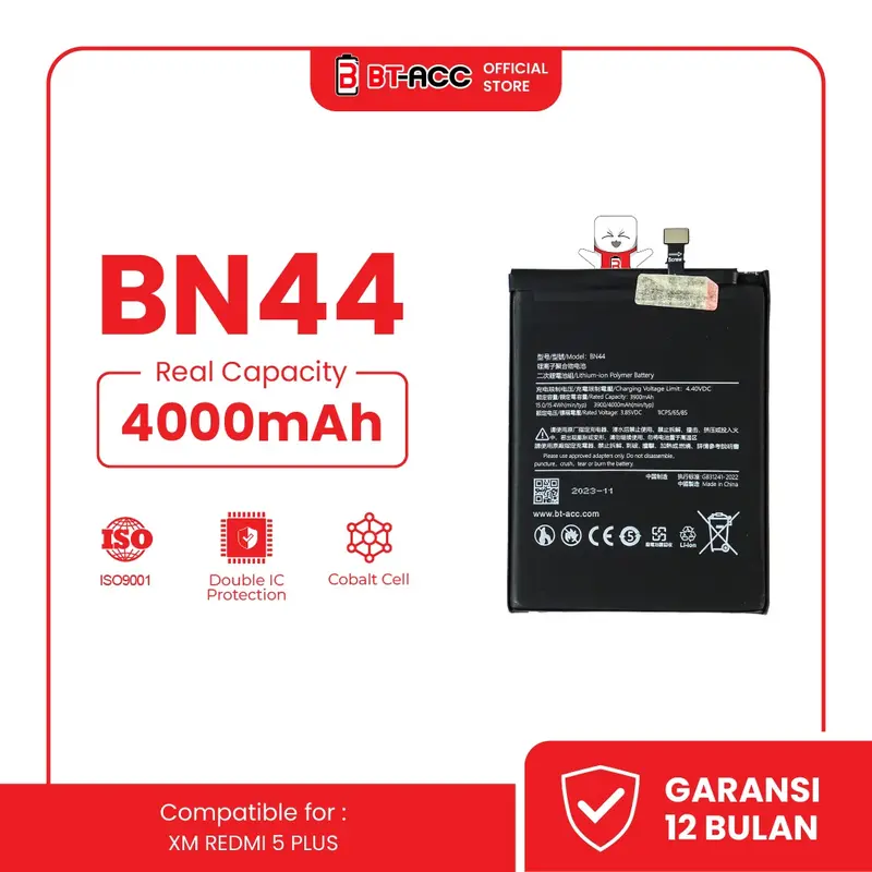 BT-ACC BN44 Battery Baterai Batre Compatible For Xiaomi Redmi 5 Plus