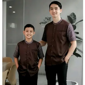 Baju Koko Couple Ayah Dan Anak Laki Laki Lengan Pendek Terbaru Katun Toyobo Premium Unik Motif Kombinasi Batik Formal Lembut