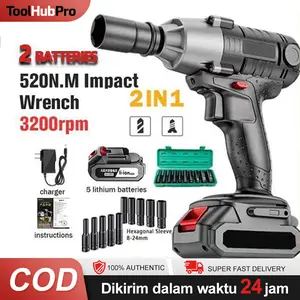 NEW Impact Wrench 21V Baterai Semua motor tembaga Cordless Kunci Impact 520N/M Impak Buka Motor Mesin Bor Untuk Baut Mobil