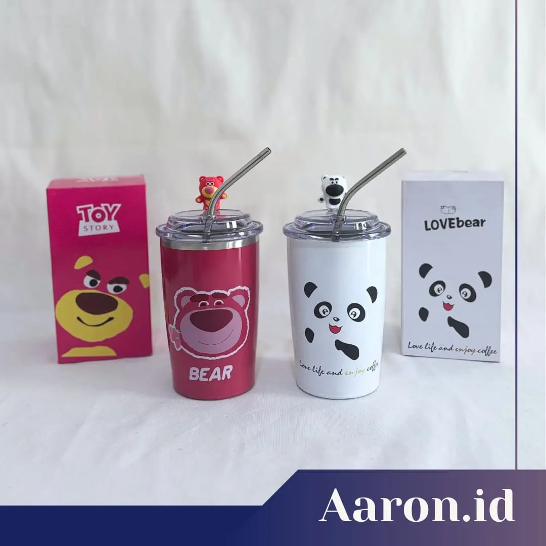 AARON.ID | TUMBLER BEAR LOTSO BAHAN STAINLESS 500ML TAHAN PANAS DINGIN