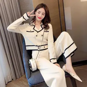 Setelan Carla double breasted long sleeve shirt & pants set import TM 50412 baju celana wanita import model kantoran kerja fashion bisnis kuliah oversize besar melar panjang kasual Dewasa Blazer Casual Kulot