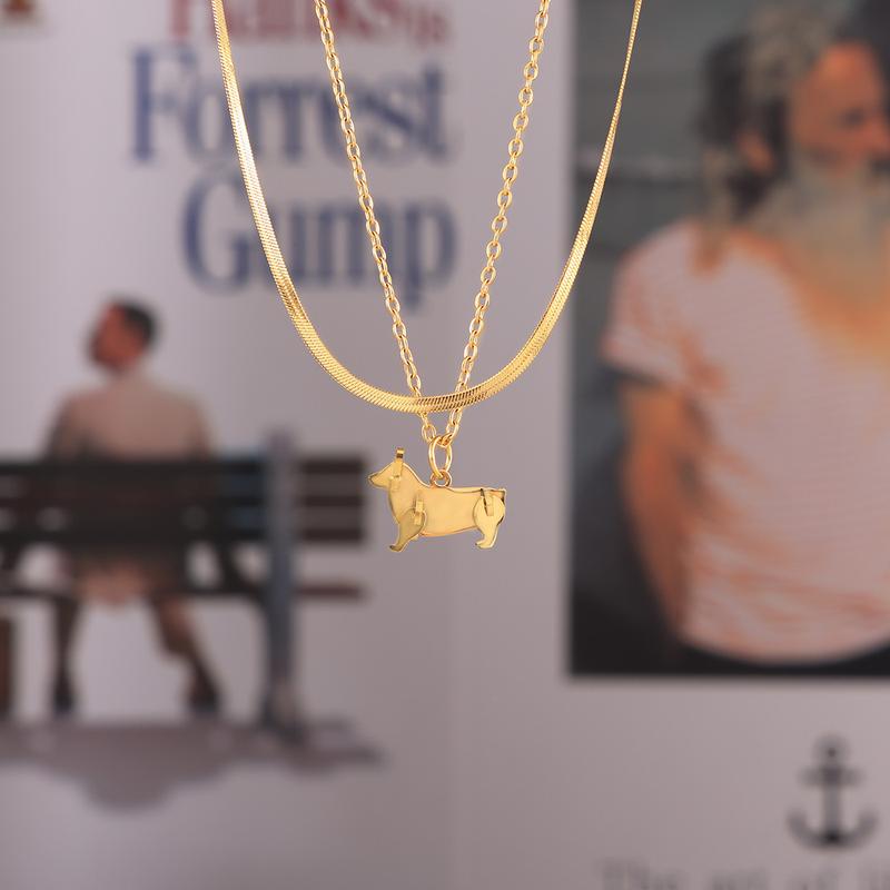 Robot Dog Cat Charm Necklace 18K Gold Plated Pendant Necklace for Women Fashion Jewelry Gifts Dainty Chain Necklace 6