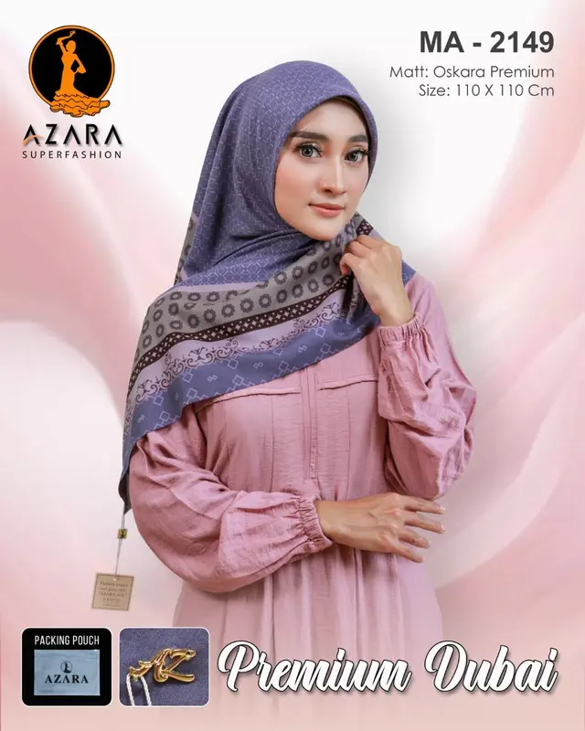 AZARA - Khusus Seragaman - Jilbab Segi Empat Oskara Motif Seragaman 110x110cm LC Logo Metal Voal 3