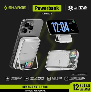 SHARGE Powerbank Magsafe ICEMAG 2 Active Cooling 10000mAh Qi2 15W Fast Charging 30W for iPhone Samsung Android