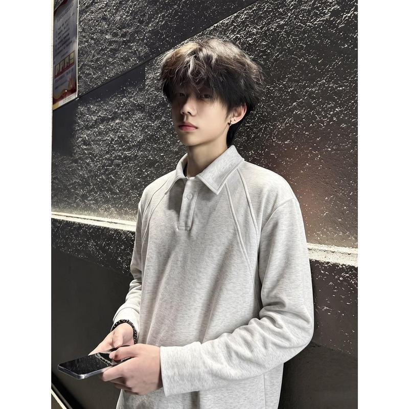 Áo len cashmere cao cấp nam – Áo thun dệt kim mỏng cổ hải âu, phong cách casual, cổ lật kiểu polo