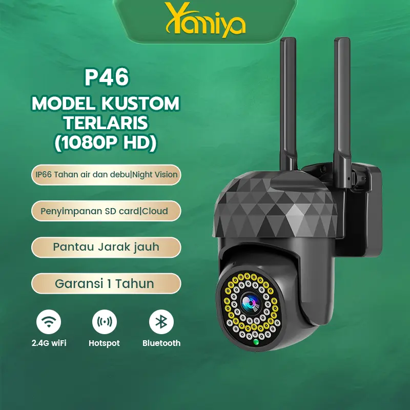 [Eksklusif]Yamiya Kamera Smart CCTV V380 IP Kamera Outdoor CCTV Wifi 8MP 1080P Waterproof Camera PTZ Tanpa Kabel Jarak Jauh Pantau Aluminium Wireless cctv  pantaulewa thp
