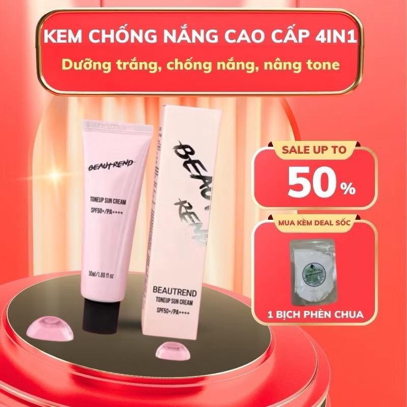 Kem dưỡng đa năng chống nắng 4 in 1 Beautrend Toneup Sun Cream SPF50+ PA++++ 50ml Hàn Quốc dưỡng da nâng tone mờ thâm nám Làm Đẹp Da Skincare Sunscreen Nữ Kem Chống Nắng Dưỡng Ẩm Da Dưỡng Ẩm Da Dưỡng Ẩm Da