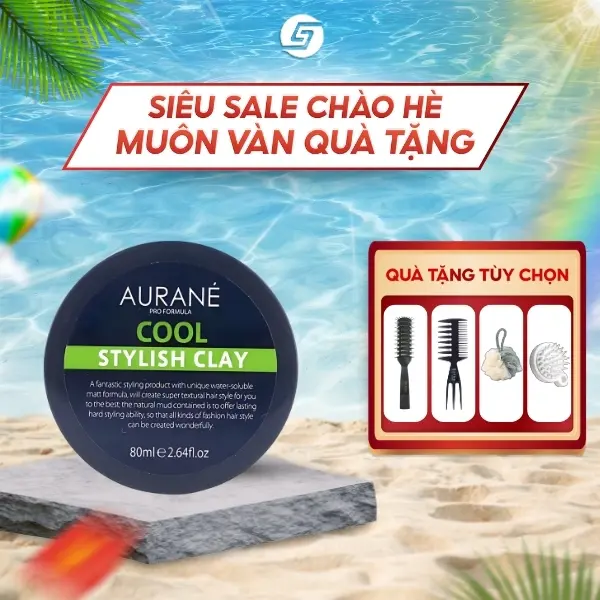 Sáp vuốt tóc Aurane Cool Stylish Clay 80ml – Hỗ trợ chăm sóc tóc -  Giữ nếp khoảng 10 đến 12 tiếng – Hỗ trợ Dưỡng Tóc Kiềm dầu thừa, mồ hôi – Tặng kèm lược bán nguyệt Chaoba
