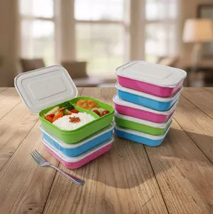 Omahqu Kotak Makan Aster DX – Praktis, Warna Cerah, Awet & Food Grade Kitchenware, Dilengkapi Sekat Pemisah, Cocok untuk Bekal Harian, Ringan & Tahan Lama Plastik Nasi Lauk