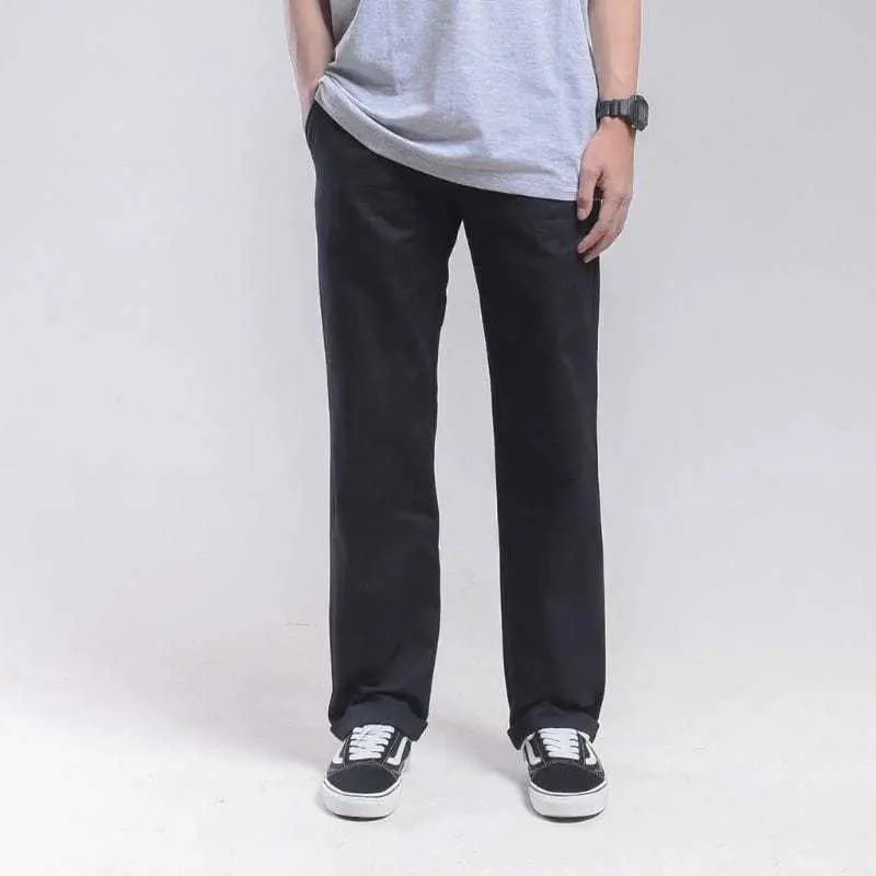 Celana Straight Panjang Pria Chinos Dewasa Unisex Pria Wanita Longgar Korean Style Standar Chino Kekinian Mid Waist 5