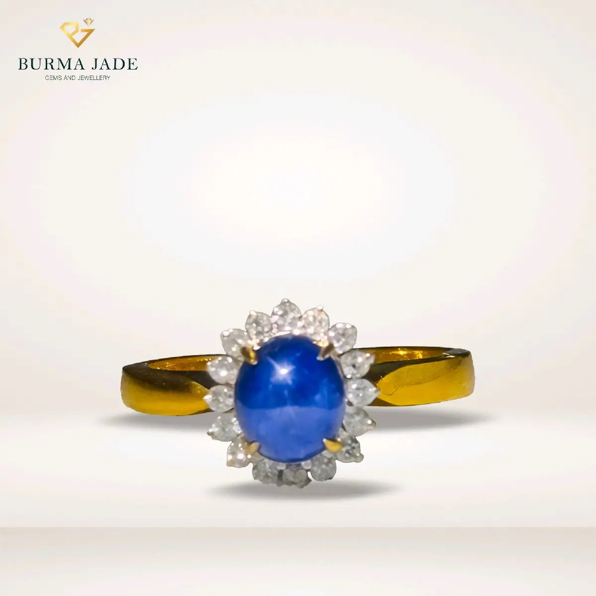 Gold Ring with Natural Sapphire ( Mogkok Myanmar )