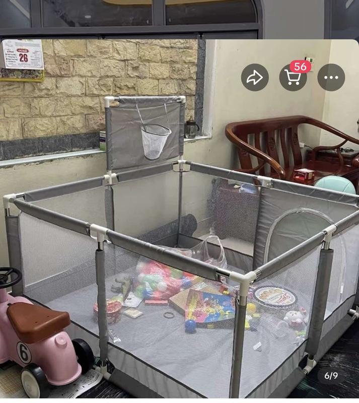 Quây bóng Vuông, rào chắn ,quây cũi cho bé có ném bóng rổ, tặng 10 bóng , khung inox chắc chắn (kt 1m28x1m28) to rộng thoải mái cho 4 bé chơi cùng) Đồ Chơi cautru  otchobe không xanh đậm rào chắn