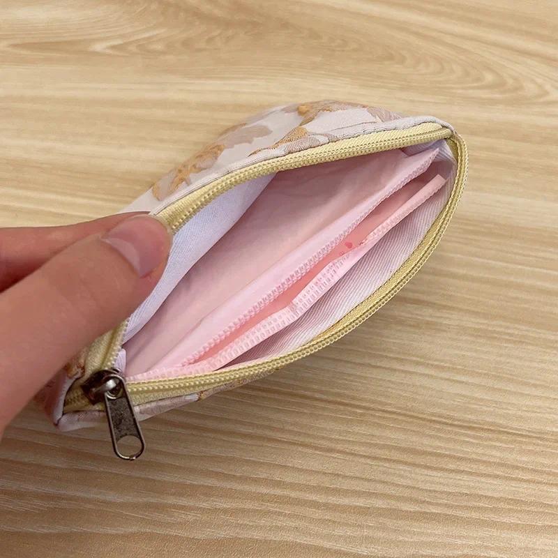 Mini Coin Key Purse Storage Bag Zipper Money Card Holder Bags Small Flower Printed Girls Lipstick Earphone Sanitary Napkin Pouch 4