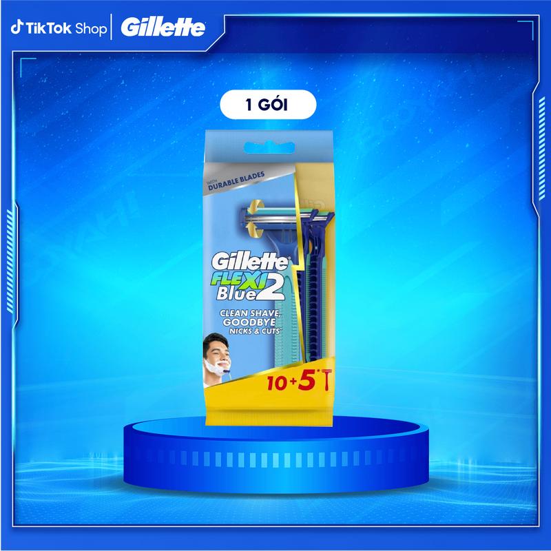   Mua 10 Tặng 5  Dao Cạo Râu Gillette Blue II Flexi - Gói 10 Cây Tặng 5 