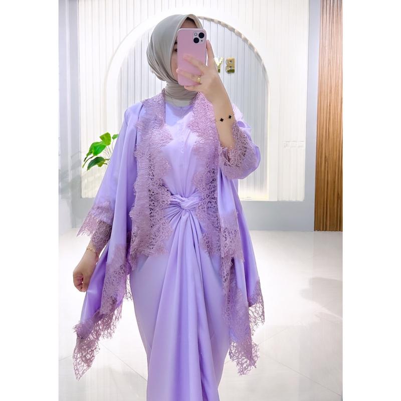 Product Introduction of SET OUTER FUJI dress lebaran/ kodangan pesta termurahhh baju kondangan kekinian baju one set outer set brukat mewah wanita baju bridesmaid wanita Muslim Panjang Gamis Setelan 3