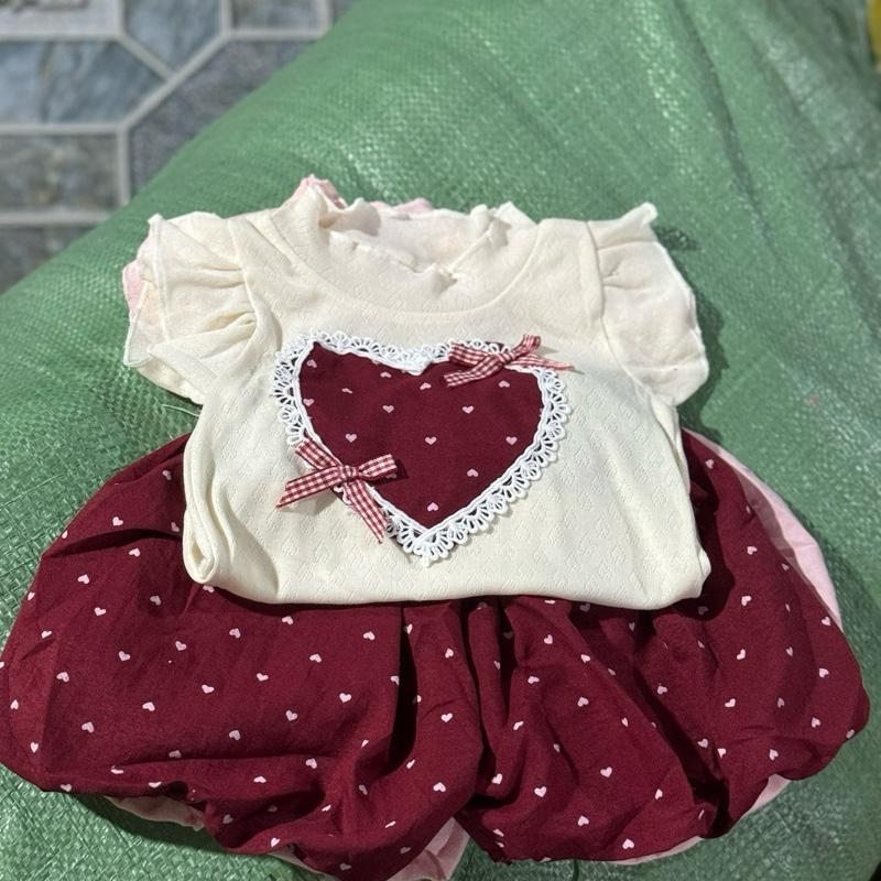 (7-16kg) Bộ áo tim nơ + quần bồng quả bí cho bé gái 4 màu 7