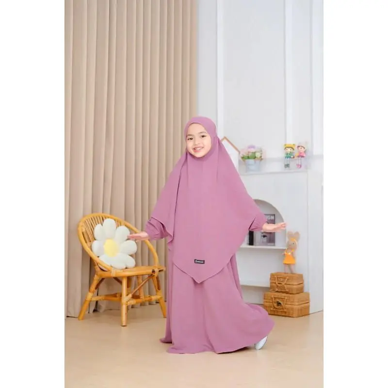 BAJU GAMIS SYAR'I ANAK PEREMPUAN ALUNA FASHION KIDS TERMURAH TERLARIS FREE HIJAB 5